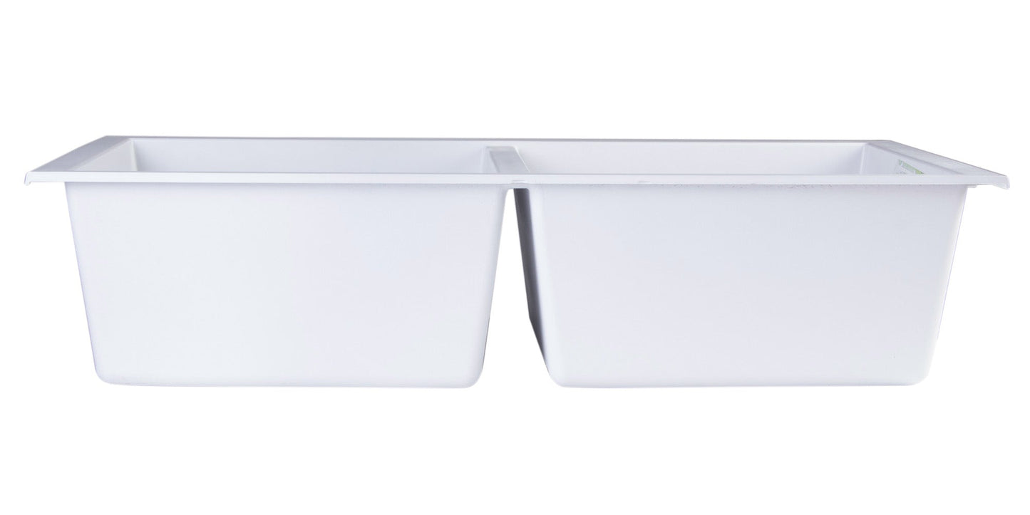 ALFI brand AB3420UM 34" Undermount Double Bowl Granite Composite Kitchen Sink