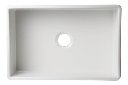 ALFI brand AB511 AB511-W White 30" Decorative Lip Apron Single Bowl Fireclay Farmhouse Kitchen Sink