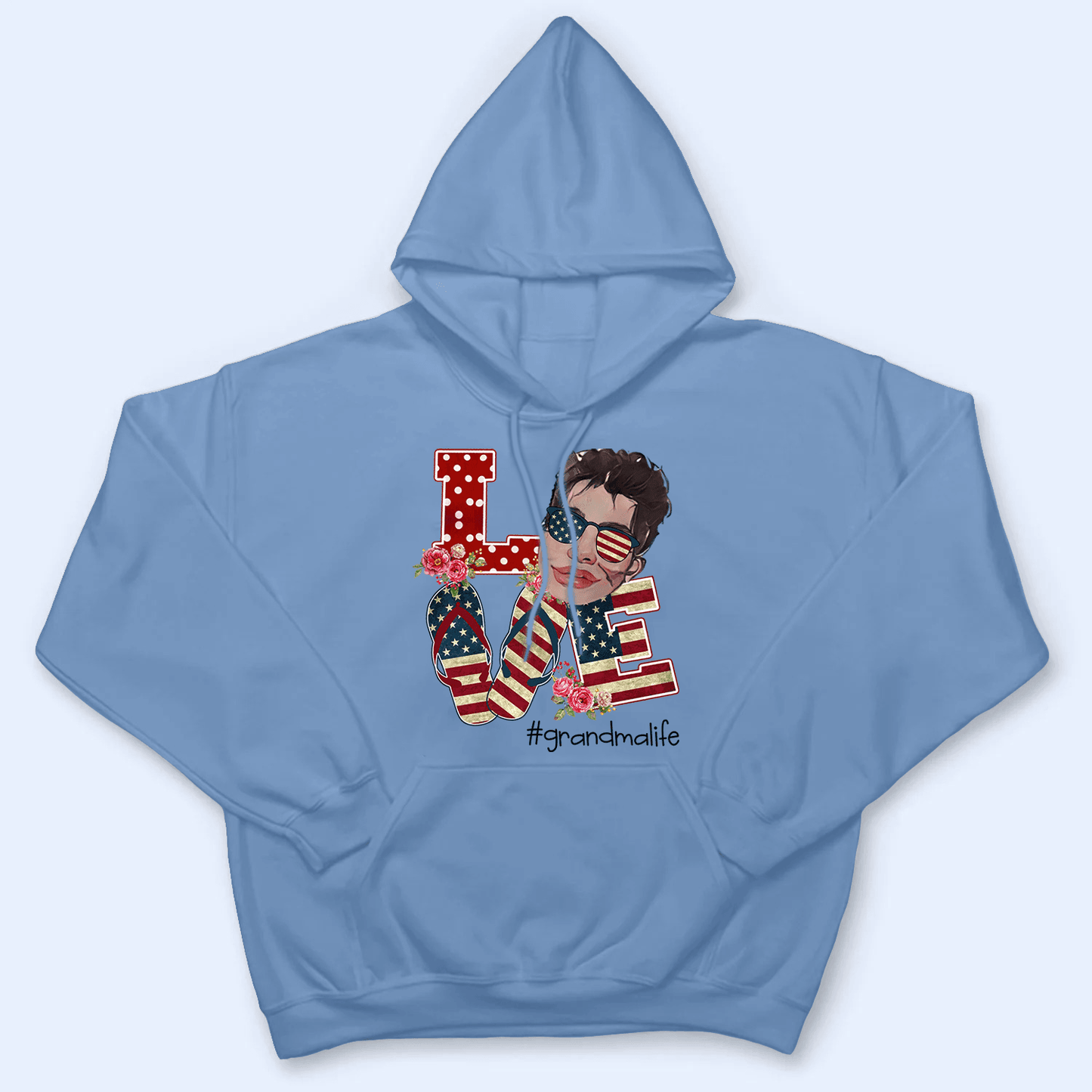 Custom Photo American Grandma 4th of July - Personalized Custom T Shirt - Gift for Grandma/Nana/Mimi, Mom, Wife, Grandparent
