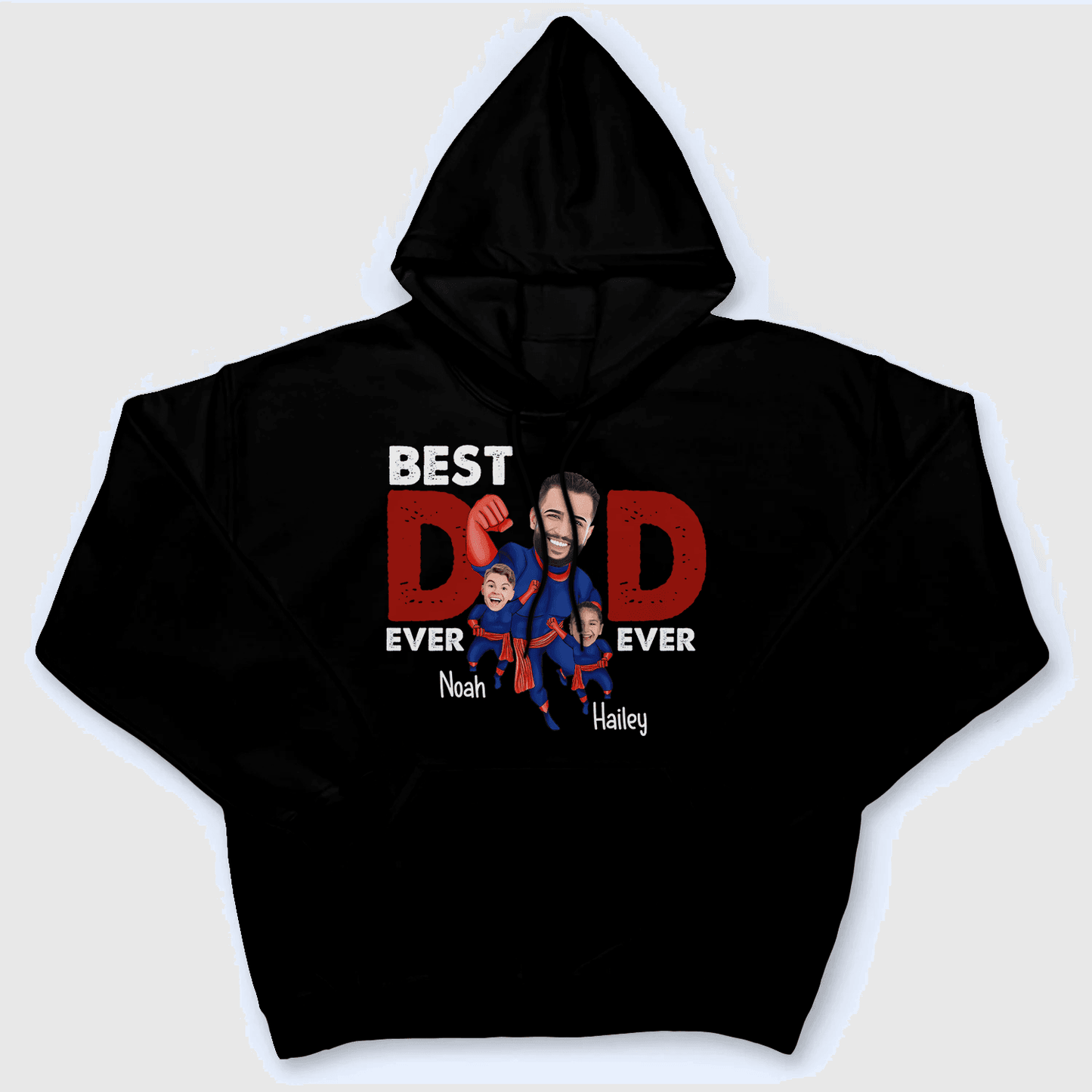 Custom Photo Best Dad Ever Super Hero - Personalized Custom T Shirt - Birthday, Loving, Funny Gift for Grandfather/Dad/Father, Husband, Grandparent