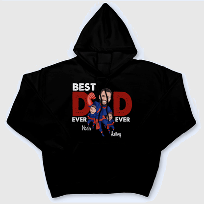 Custom Photo Best Dad Ever Super Hero - Personalized Custom T Shirt - Birthday, Loving, Funny Gift for Grandfather/Dad/Father, Husband, Grandparent
