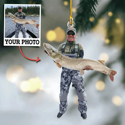 Custom Photo Fishing Ornament – Ideal for Group Photos – Personalized Christmas Gift for Fishermen & Fishing Lovers | Acrylic