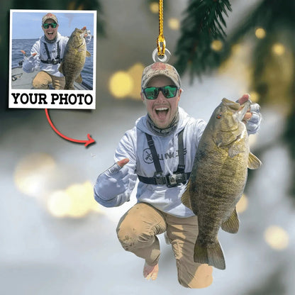 Custom Photo Fishing Ornament – Ideal for Group Photos – Personalized Christmas Gift for Fishermen & Fishing Lovers | Acrylic