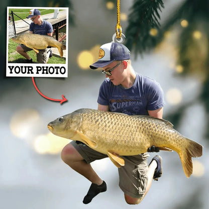 Custom Photo Fishing Ornament – Ideal for Group Photos – Personalized Christmas Gift for Fishermen & Fishing Lovers | Acrylic