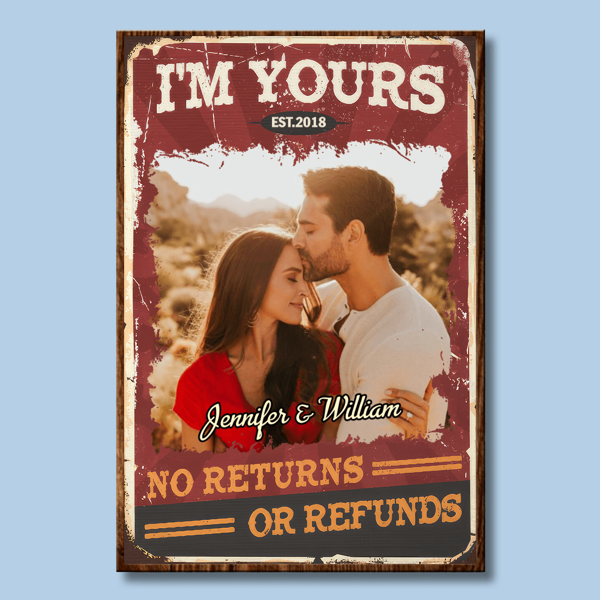 Couple Custom Photo Wall Art - Personalized Gift for Valentine’s Day, Anniversary, Husband Wife, Boyfriend Girlfriend