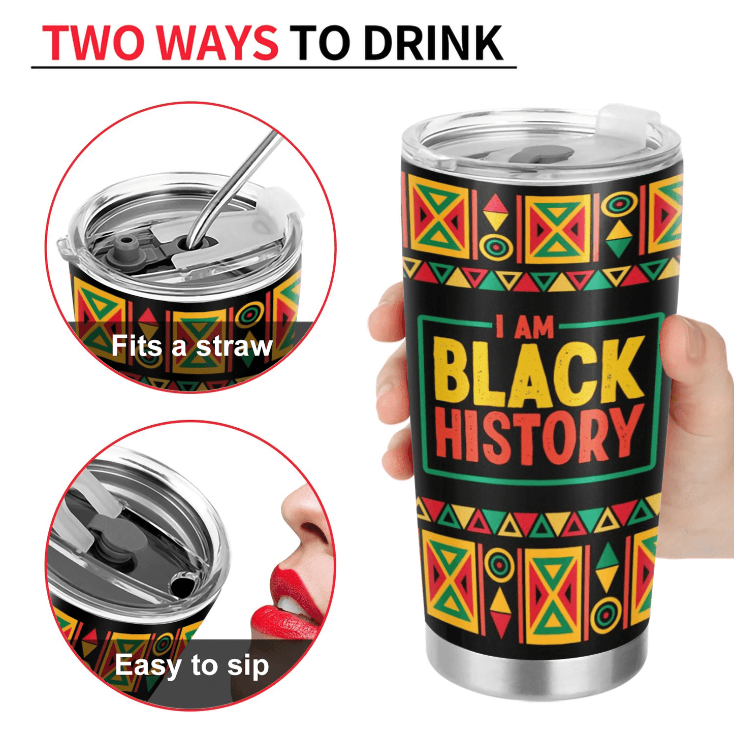 Custom Tumbler for Black History - Personalized Gift for African American, Black Dad, Mom, Girl, Women - Also for Juneteenth