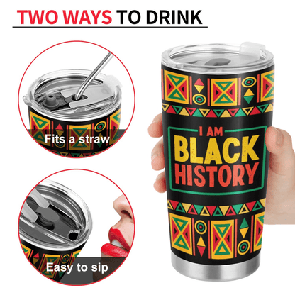 Custom Tumbler for Black History - Personalized Gift for African American, Black Dad, Mom, Girl, Women - Also for Juneteenth