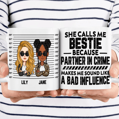 Custom Photo Partners In Crime - Personalized Custom 11oz Mug - Birthday, Loving, Funny Gift for Besties, Best Friend
