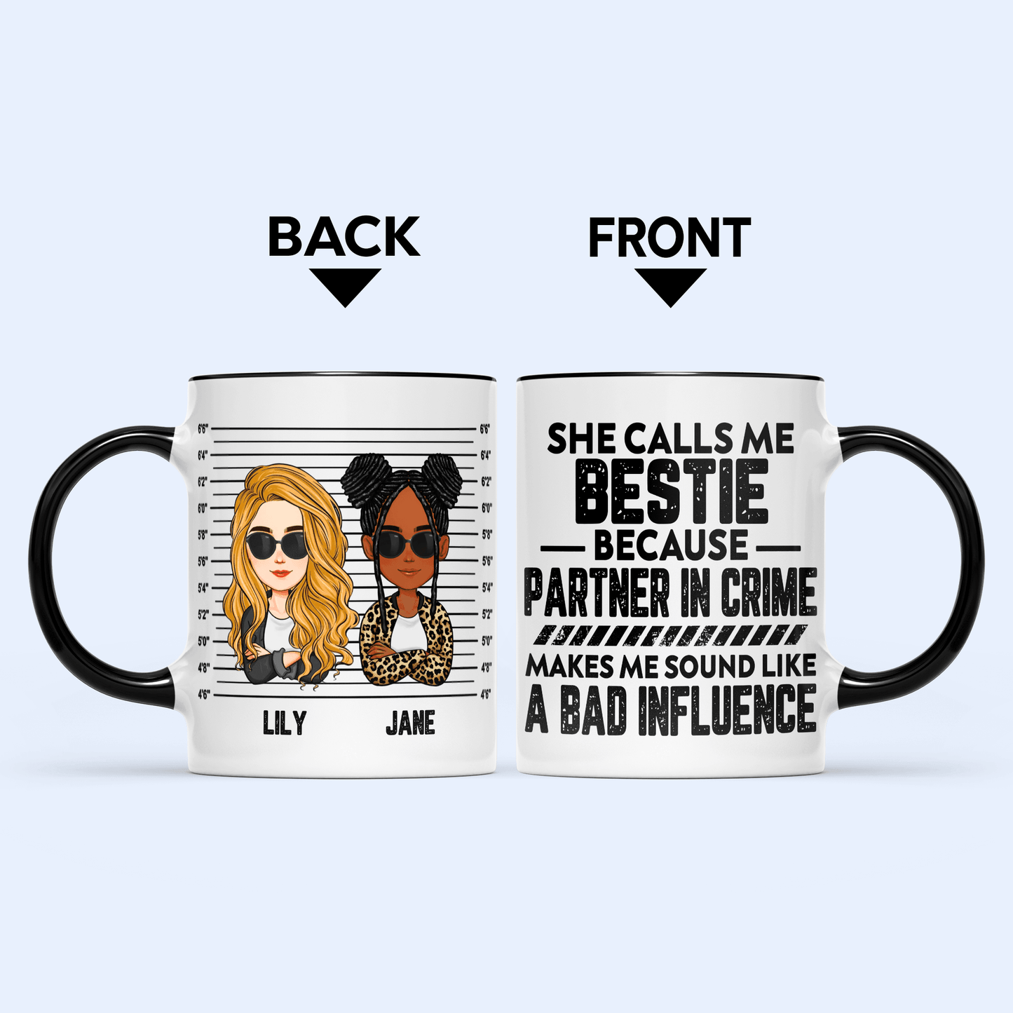 Custom Photo Partners In Crime - Personalized Custom 11oz Mug - Birthday, Loving, Funny Gift for Besties, Best Friend