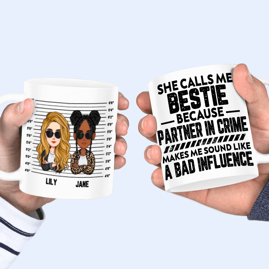 Custom Photo Partners In Crime - Personalized Custom 11oz Mug - Birthday, Loving, Funny Gift for Besties, Best Friend