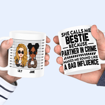 Custom Photo Partners In Crime - Personalized Custom 11oz Mug - Birthday, Loving, Funny Gift for Besties, Best Friend