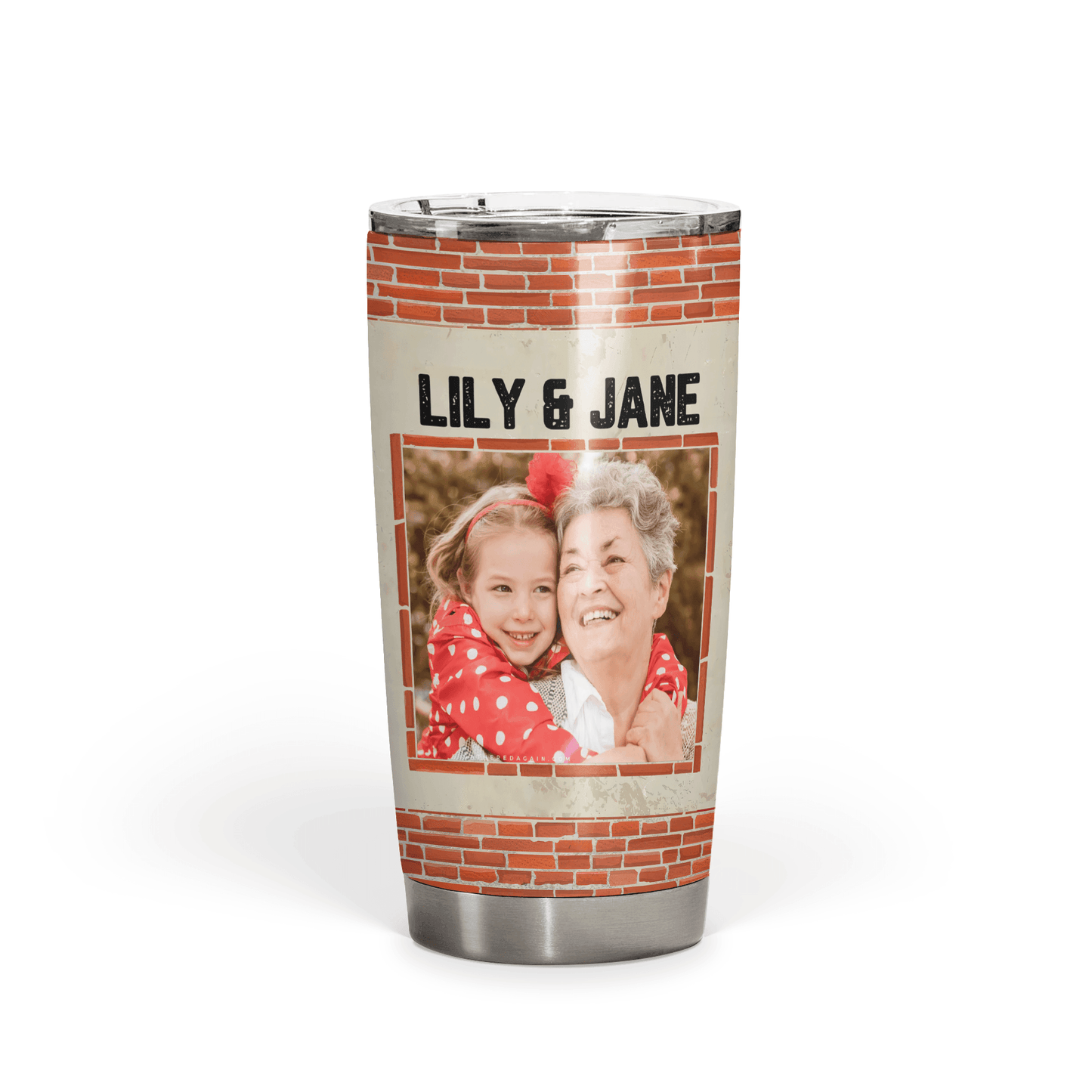 Custom Photo Partners In Crime - Personalized Custom 20oz Fat Tumbler Cup - Birthday, Loving, Funny Gift for Grandma/Nana/Mimi, Mom, Wife, Grandparent