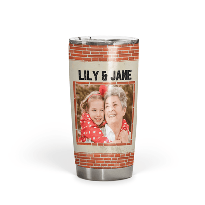 Custom Photo Partners In Crime - Personalized Custom 20oz Fat Tumbler Cup - Birthday, Loving, Funny Gift for Grandma/Nana/Mimi, Mom, Wife, Grandparent