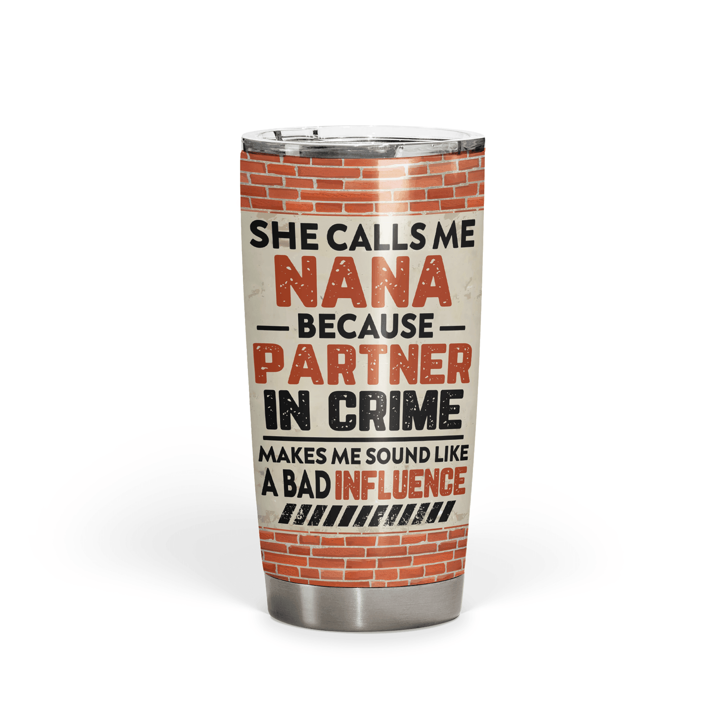 Custom Photo Partners In Crime - Personalized Custom 20oz Fat Tumbler Cup - Birthday, Loving, Funny Gift for Grandma/Nana/Mimi, Mom, Wife, Grandparent