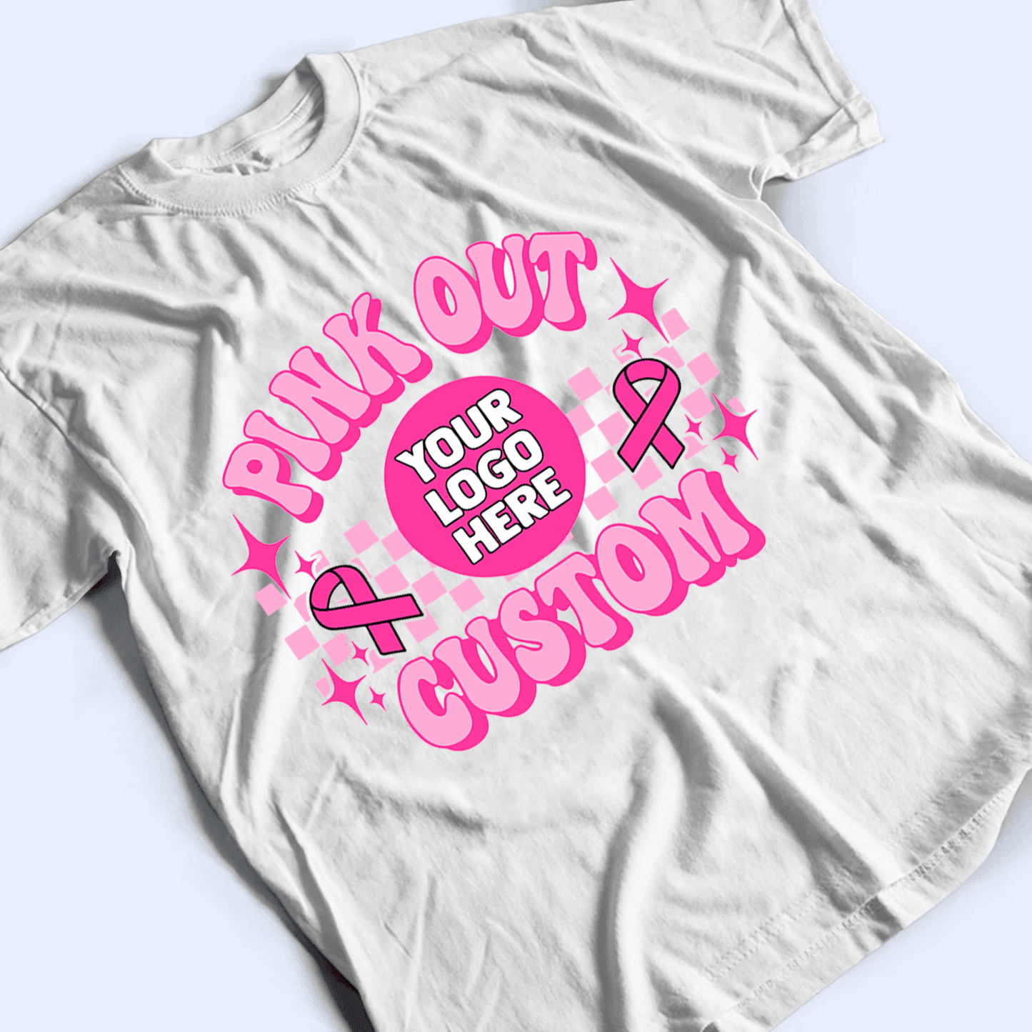Custom Photo Pink Out Breast Cancer School Team Spirit - Personalized Custom T Shirt - Birthday, Loving, Funny Gift for Teacher, Kindergarten, Preschool, Pre K, Paraprofessional