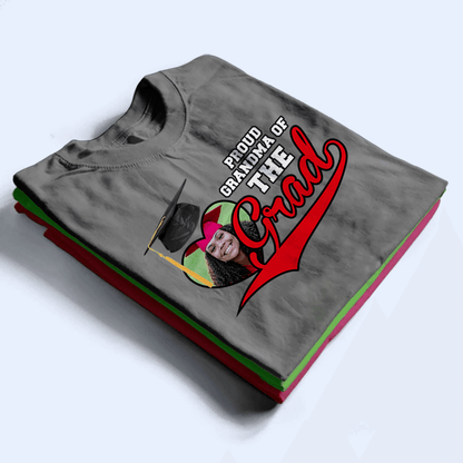 Custom Photo Proud Family Of The Class Of 2025 Graduate Senior - Personalized Custom T Shirt - Graduation Gift for Grandma/Nana/Mimi, Mom, Wife, Grandparent