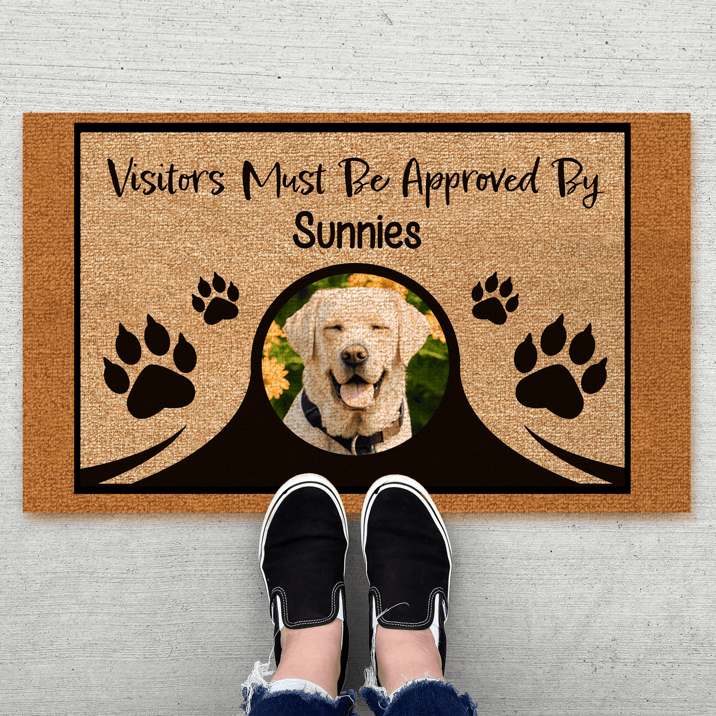 Custom Photo Doormat - Visitors Must Be Approved By My Dogs - Personalized Gift for Pet, Dog Lovers & Owner, Dog Mom, Dog Dad