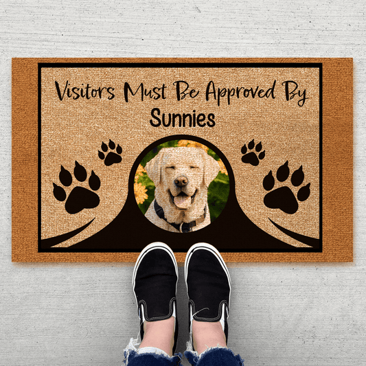 Custom Photo Doormat - Visitors Must Be Approved By My Dogs - Personalized Gift for Pet, Dog Lovers & Owner, Dog Mom, Dog Dad