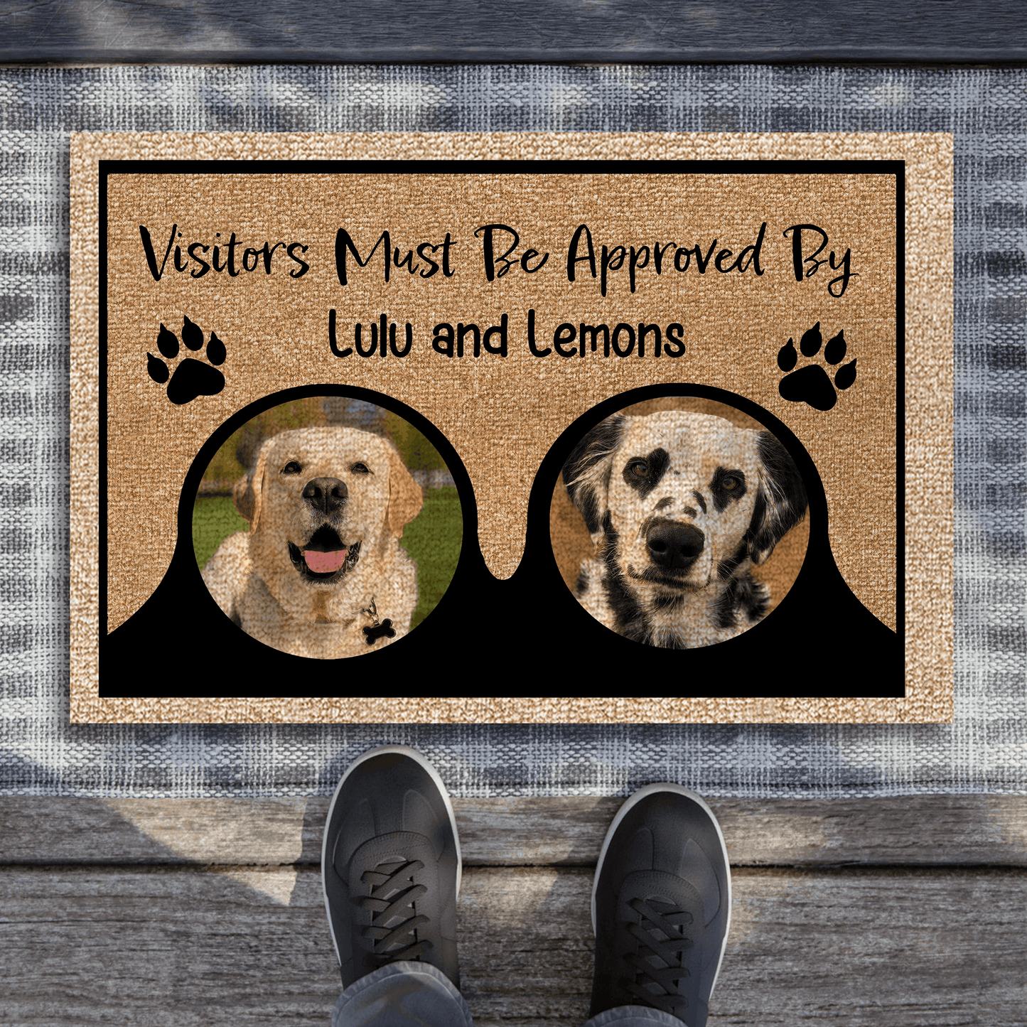 Custom Photo Doormat - Visitors Must Be Approved By My Dogs - Personalized Gift for Pet, Dog Lovers & Owner, Dog Mom, Dog Dad