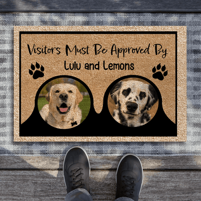 Custom Photo Doormat - Visitors Must Be Approved By My Dogs - Personalized Gift for Pet, Dog Lovers & Owner, Dog Mom, Dog Dad