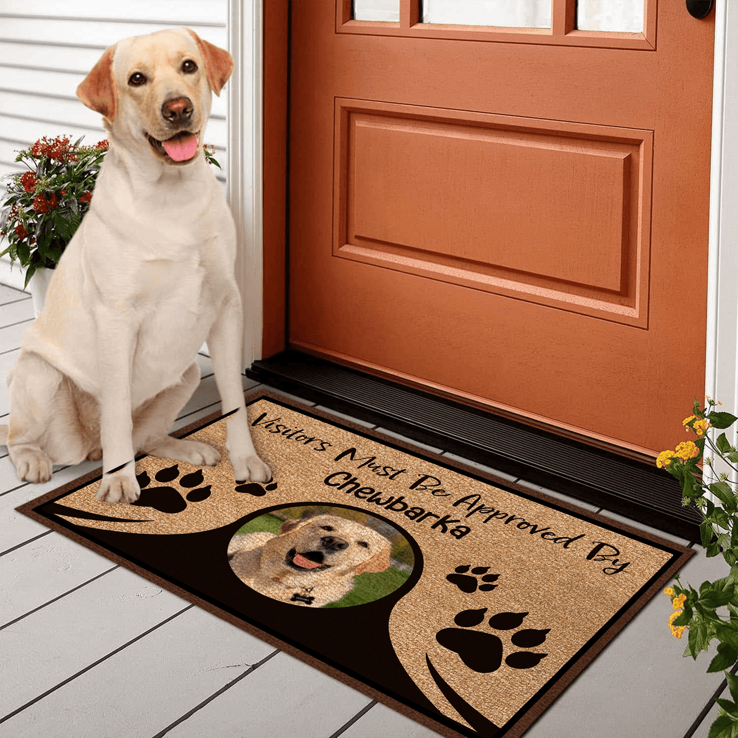 Custom Photo Doormat - Visitors Must Be Approved By My Dogs - Personalized Gift for Pet, Dog Lovers & Owner, Dog Mom, Dog Dad