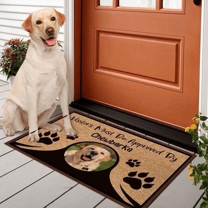 Custom Photo Doormat - Visitors Must Be Approved By My Dogs - Personalized Gift for Pet, Dog Lovers & Owner, Dog Mom, Dog Dad