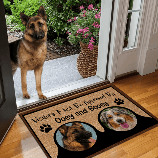 Custom Photo Doormat - Visitors Must Be Approved By My Dogs - Personalized Gift for Pet, Dog Lovers & Owner, Dog Mom, Dog Dad
