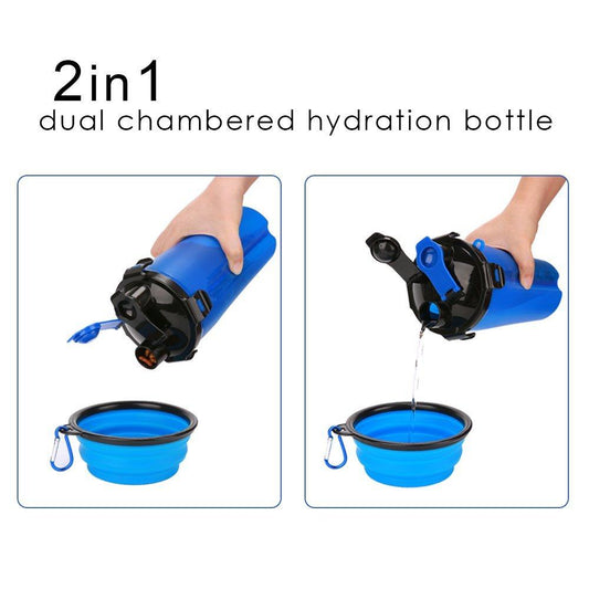 2 in 1 Dog Drinking Water Bottle with Bowls | Family Pet | Kitchen + Metal