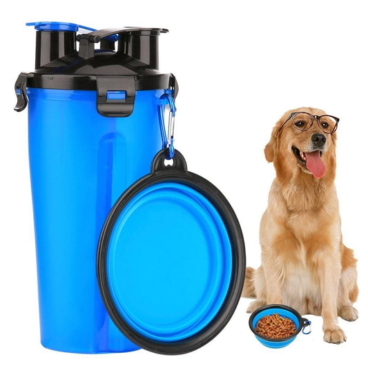 2 in 1 Dog Drinking Water Bottle with Bowls | Family Pet | Kitchen + Metal