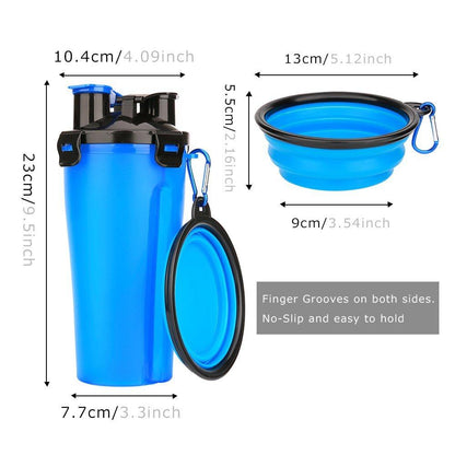 2 in 1 Dog Drinking Water Bottle with Bowls | Family Pet | Kitchen + Metal