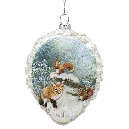 Glass Frosted Pinecone Ornament -
