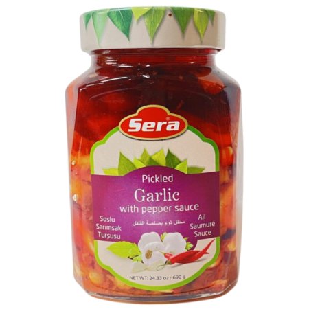 Albashar Pickled Garlic in Pepper Sauce - 690G Jar for Bold Flavor