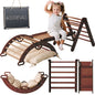 Pikler Triangle Set for Toddlers: Triangle Ladder + Climbing Arch + Slide Board + Cushion