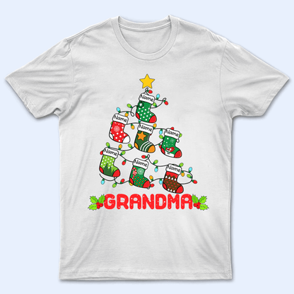 Pine Socks Christmas Grandma - Personalized Custom T Shirt - Birthday, Loving, Funny Gift for Grandma/Nana/Mimi, Mom, Wife, Grandparent