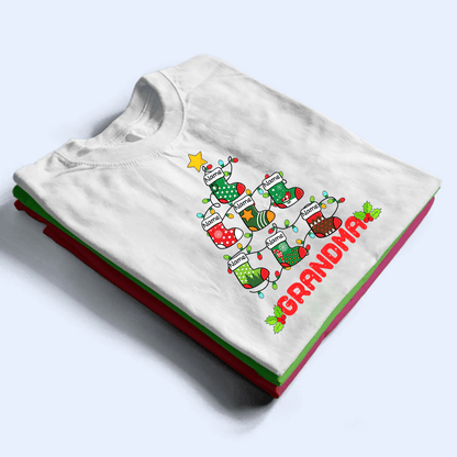 Pine Socks Christmas Grandma - Personalized Custom T Shirt - Birthday, Loving, Funny Gift for Grandma/Nana/Mimi, Mom, Wife, Grandparent