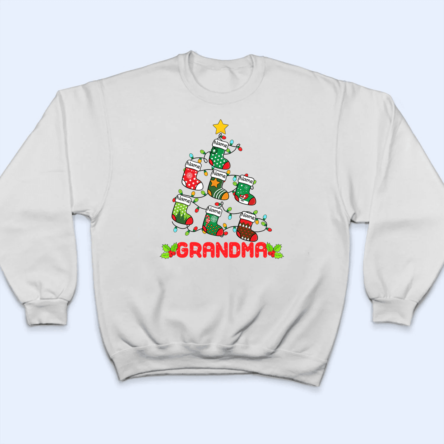 Pine Socks Christmas Grandma - Personalized Custom T Shirt - Birthday, Loving, Funny Gift for Grandma/Nana/Mimi, Mom, Wife, Grandparent