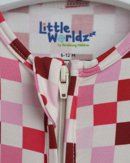 Checkered Zipper Footie