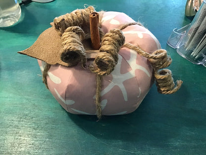 Pink Starfish Fabric Pumpkin- Large