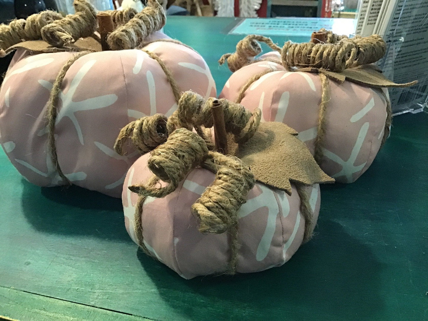 Pink Starfish Fabric Pumpkin- Large