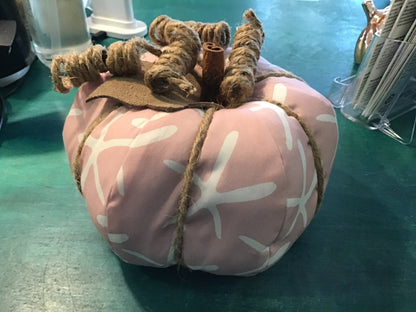 Pink Starfish Fabric Pumpkin- Large