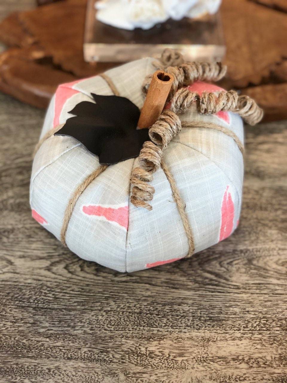 Pink Starfish Fabric Pumpkin- 3 Sizes