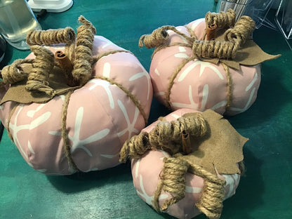 Pink Starfish Fabric Pumpkin- Large