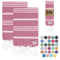 Istanbul Classic Turkish Hand Towel Set of 2 for Kitchen, Bath, Beach, Gym, and Yoga 17"x30"