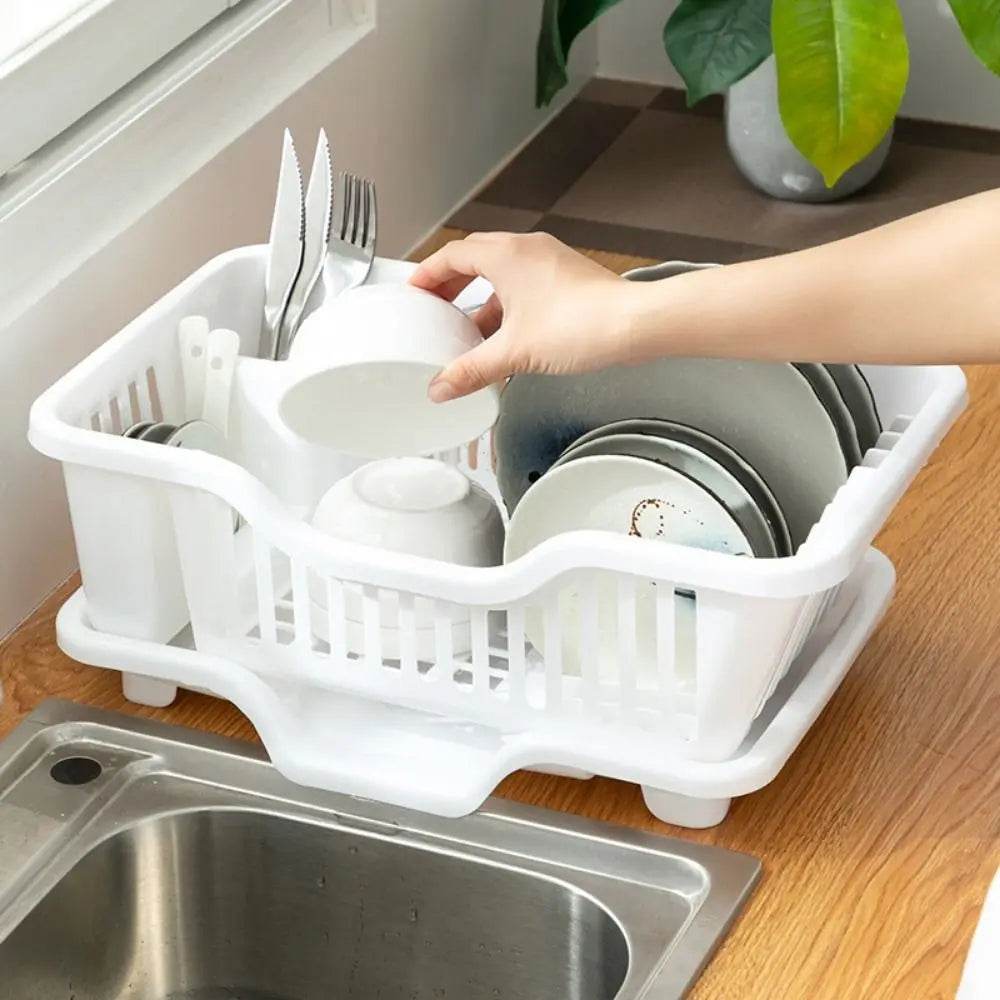 Dish Drying Rack with Drain Board | Kitchen Utensil Organizer