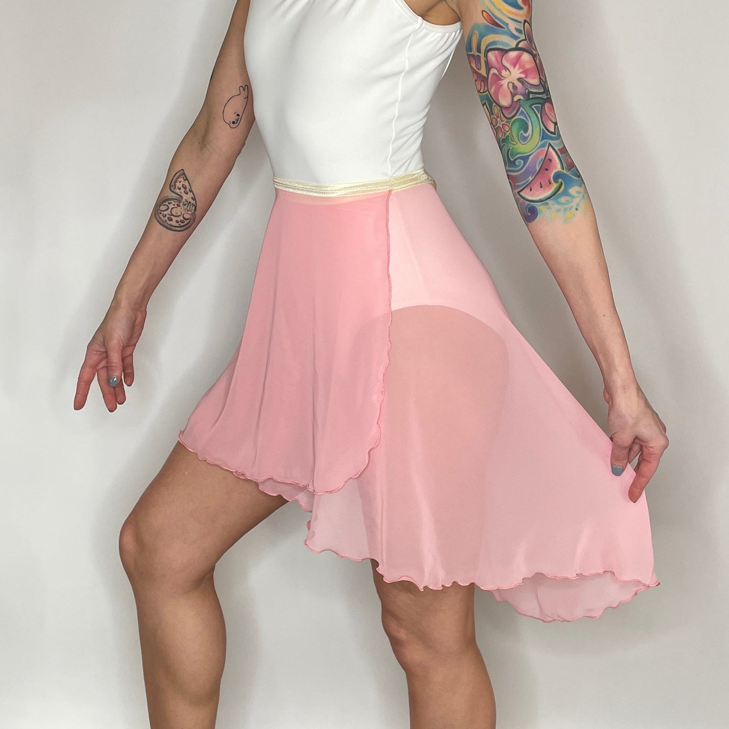 Pink Strawberry Chiffon Ballet Wrap Skirt - Contemporary