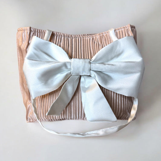 Chic Mini Silk Handbag – Pink and White Bows