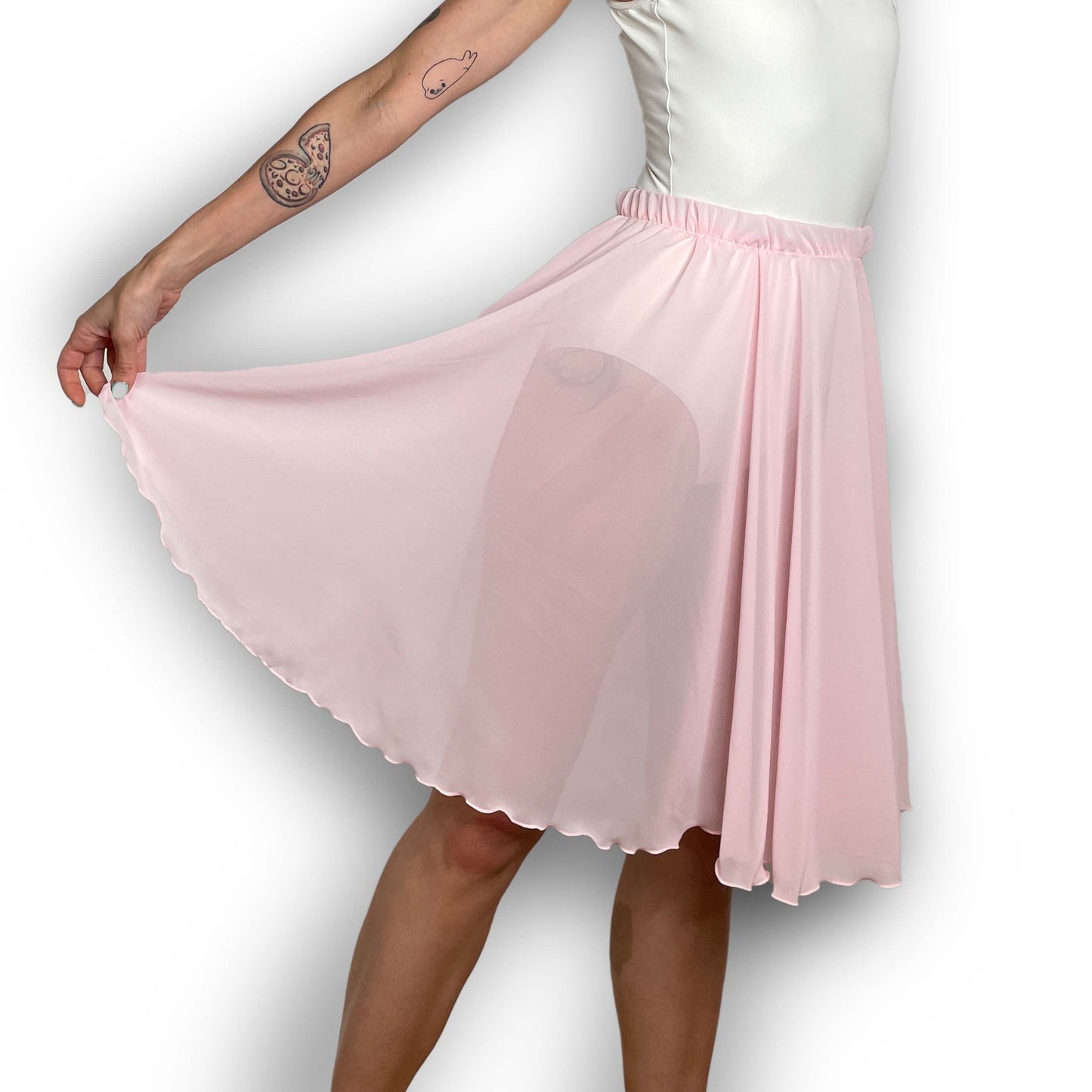 Pink Chiffon Ballet Pull On Skirt - Ballet Rehearsal Skirt - Pirouette Skirt