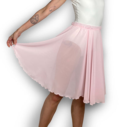 Pink Chiffon Ballet Pull On Skirt - Ballet Rehearsal Skirt - Pirouette Skirt