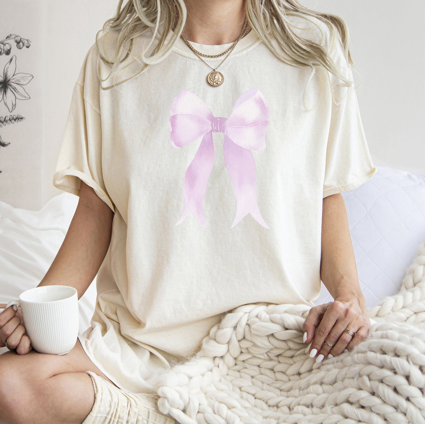 Pink Ribbon, Coquette, Cute, Adorable, Bow, Comfort Colors Tshirt, Valentine's Day