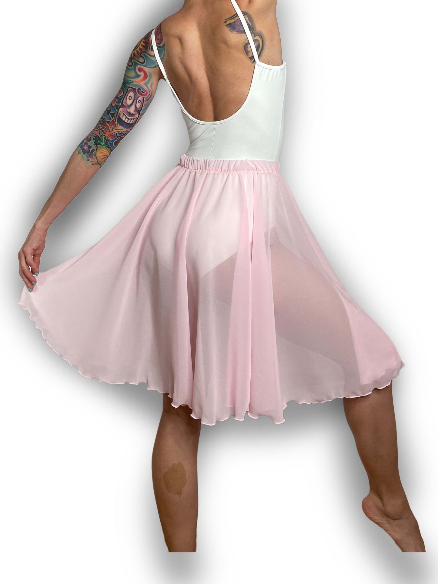 Pink Chiffon Ballet Pull On Skirt - Ballet Rehearsal Skirt - Pirouette Skirt